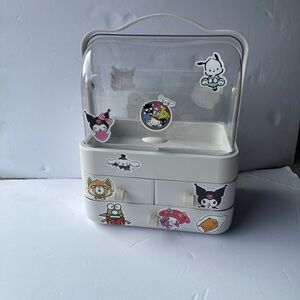 Cute White Organizer with Cartoon Stickers
